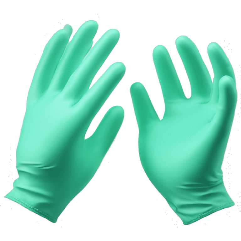 Realistic mint green latex medical gloved hands isolated.  emoji