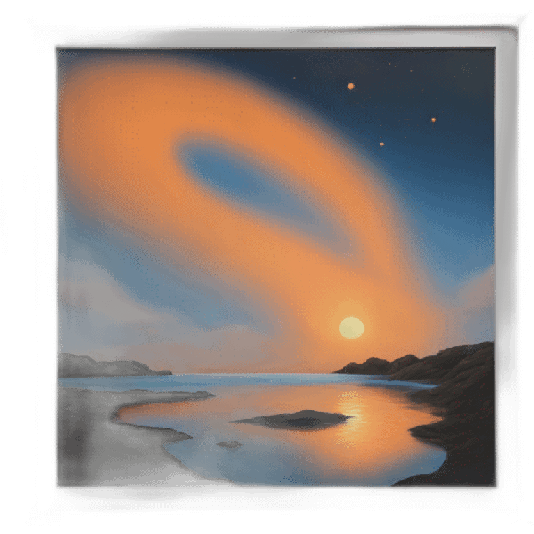 dreamland picture painting orange in wood frame  emoji