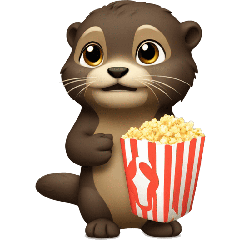 A sadotter holding popcorn emoji