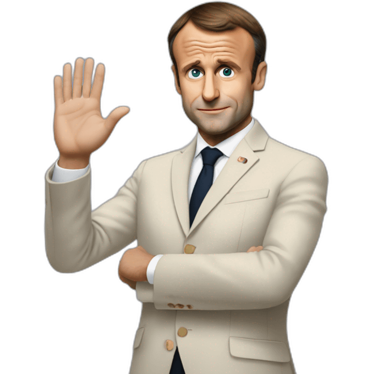 emmanuel macron saying no with his hands emoji