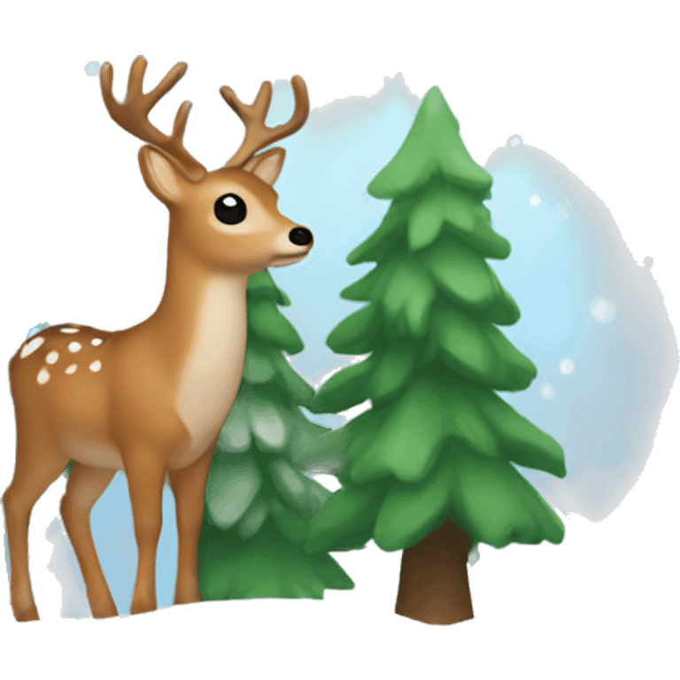 snow globe, deer, trees, no background  emoji