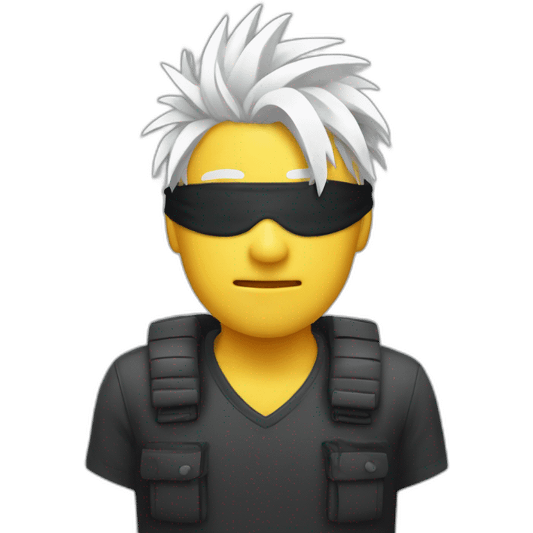 Man with blindfold and white spiky hair emoji