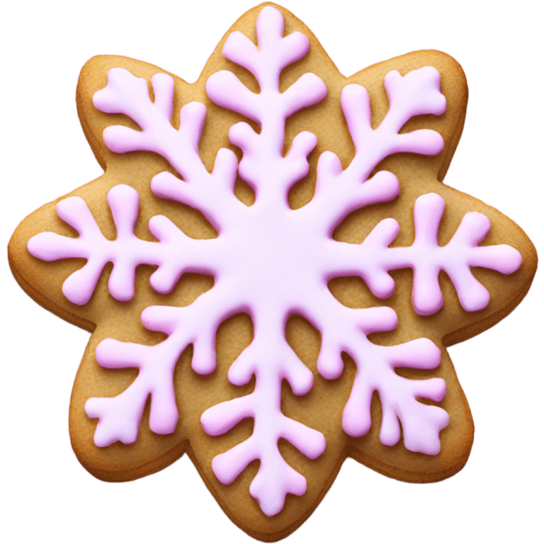 Pink snowflake cookie with white icing  emoji