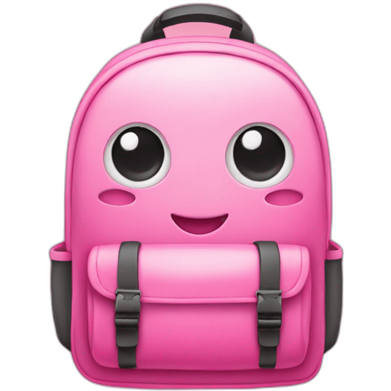 Cute pink backpack with eyes and smile and a map emoji