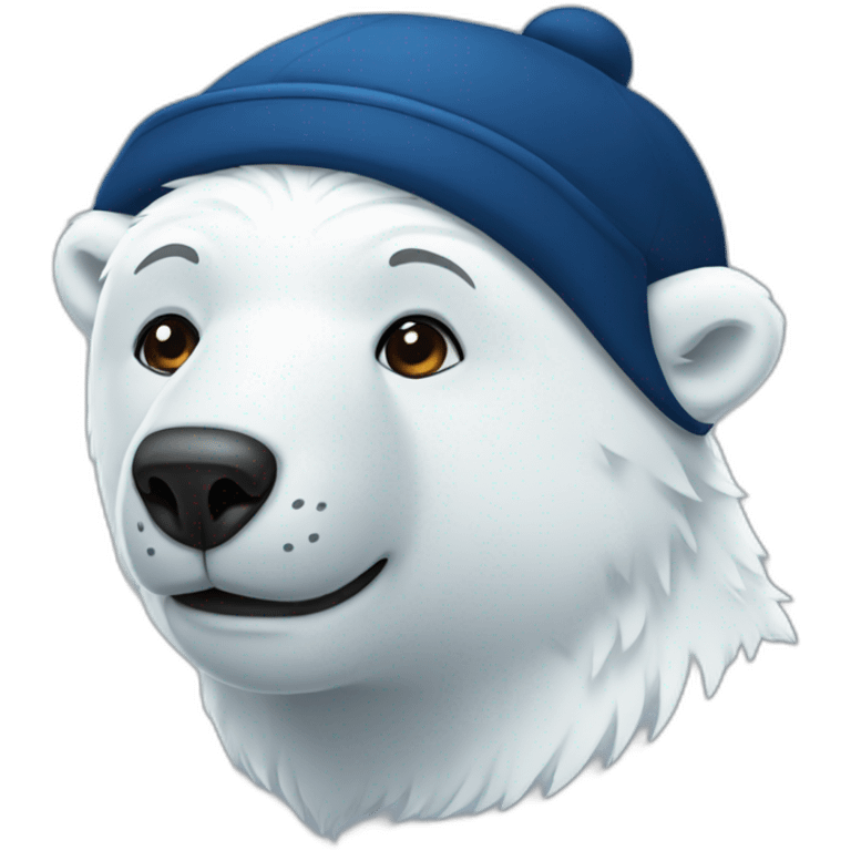 polar bear wearing a black and dark blue cap emoji