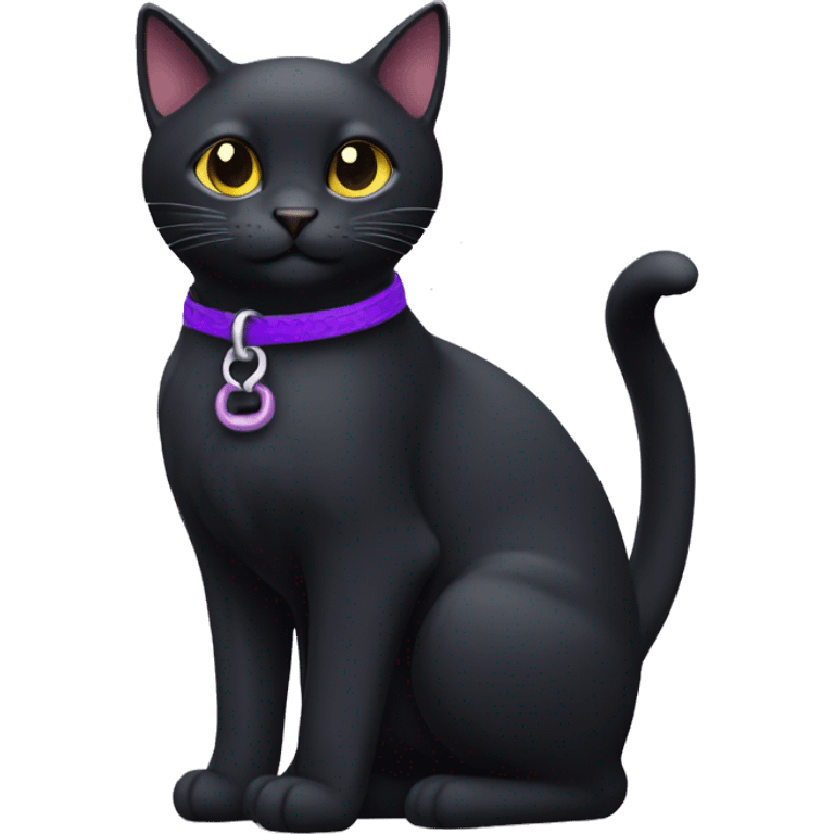 Black cat with a purple leash emoji