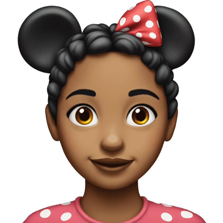 realistic portrait of a girl with minnie mouse ears emoji