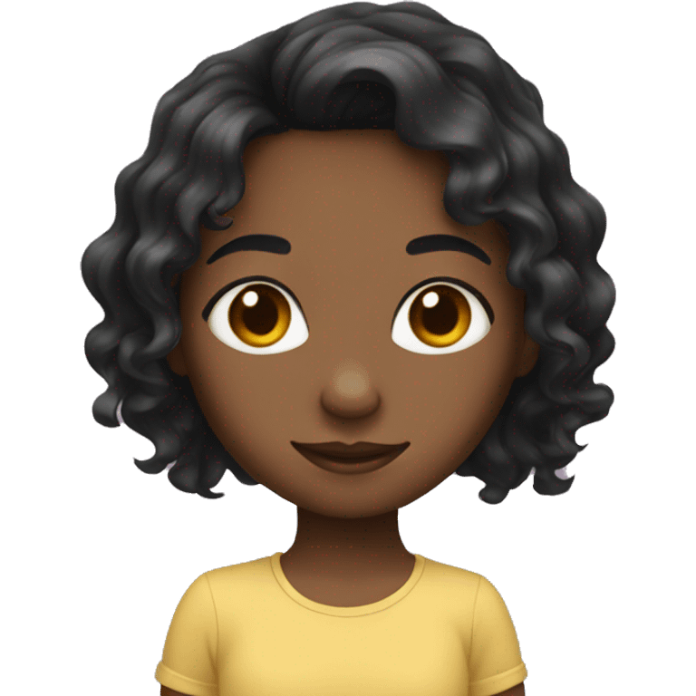 young girl with black long wavy hair emoji