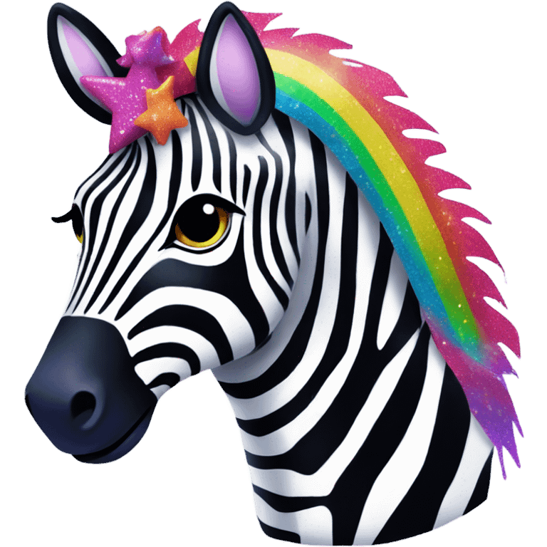 Lisa frank zebra with glitter rainbow stripes emoji