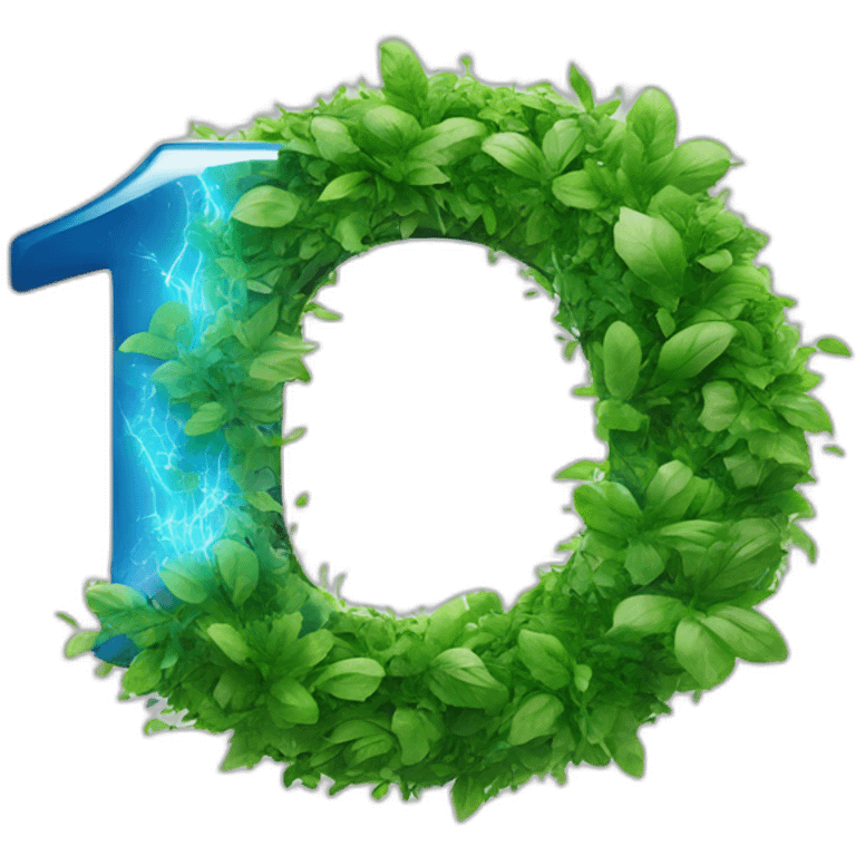 blue "e" from Engie logo and electrical sparks made from green leaves emoji