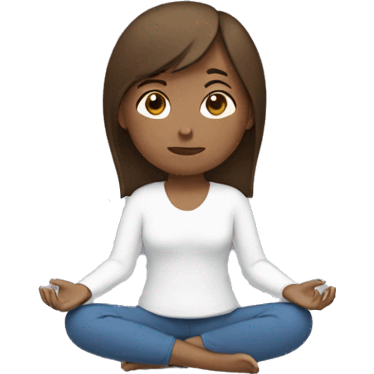 Girl with brown hair meditating  emoji