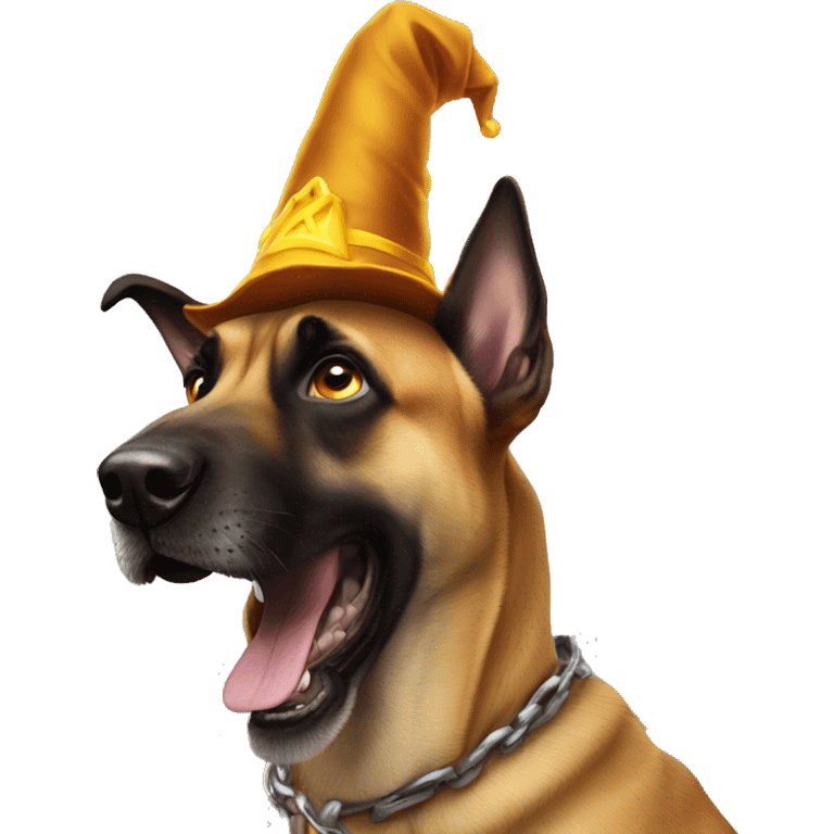 malinois dog with wizard scared emoji