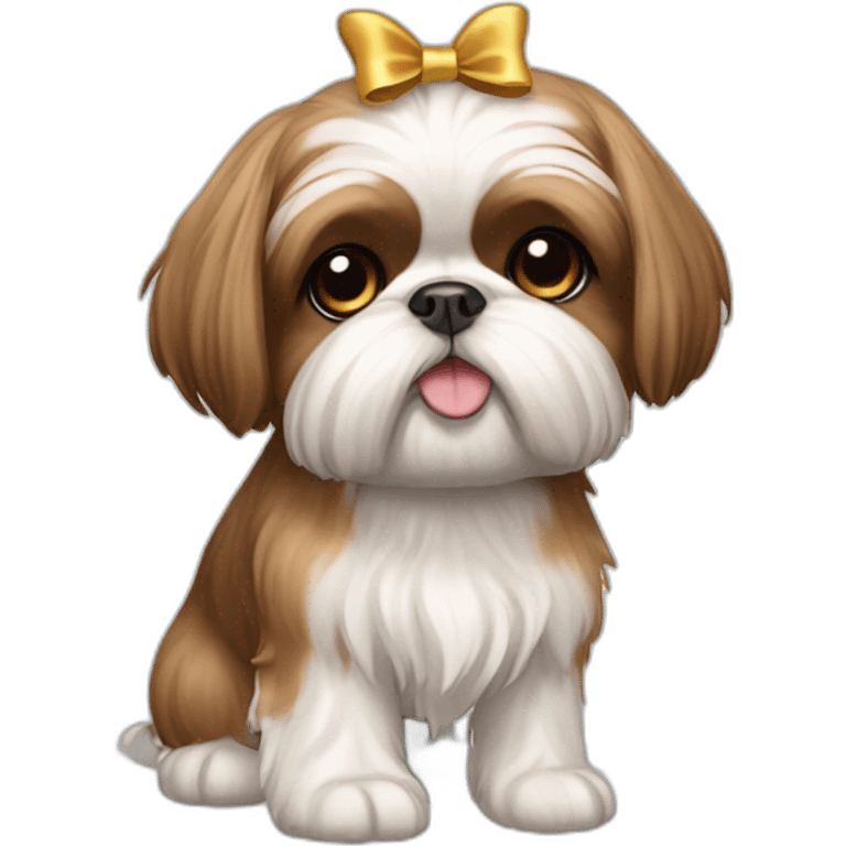 Dog Shih Tzu with a bow on head full-body emoji