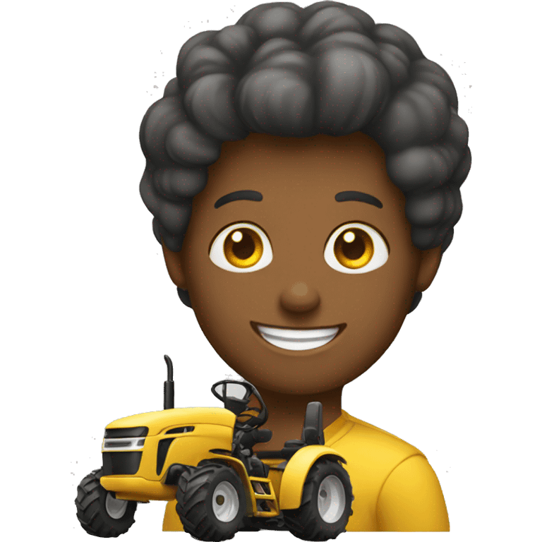 a happy person driving huge yellow tractor emoji