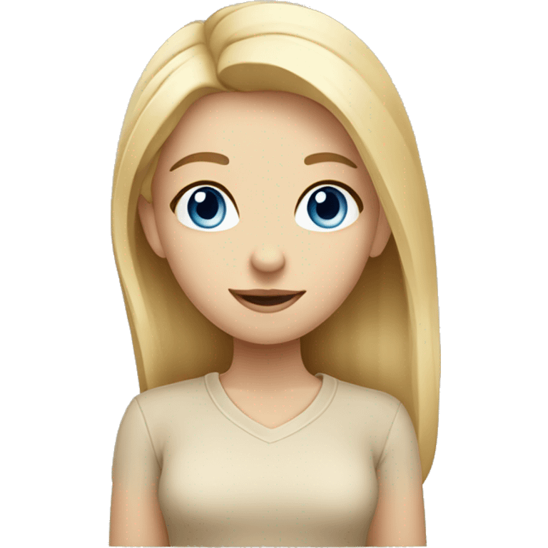 Pretty blue eyed girl with blond hair in beige shirt emoji