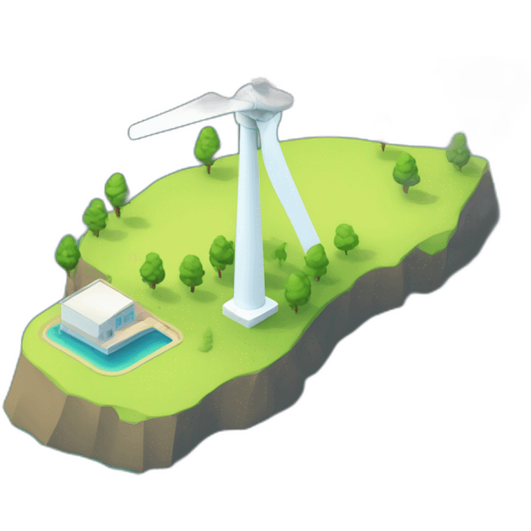 wind turbine on sea，isometric view emoji