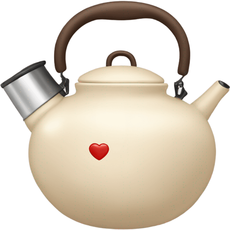 Cream colored heart shaped kettle emoji