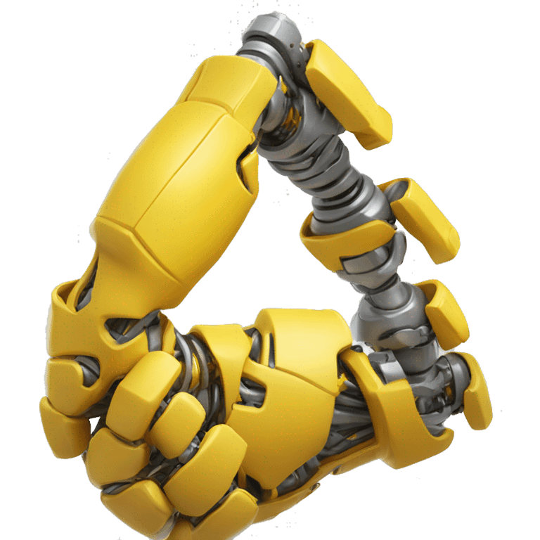 Flexing yellow mechanical cyborg bicep with shocks attached to arm emoji