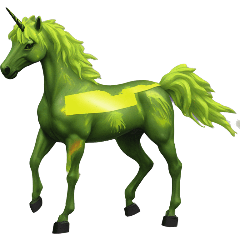 .Zombie_ Vaporwave black holographic oilslick zombie unicorn yellow caution tape graffiti Pegasus  emoji