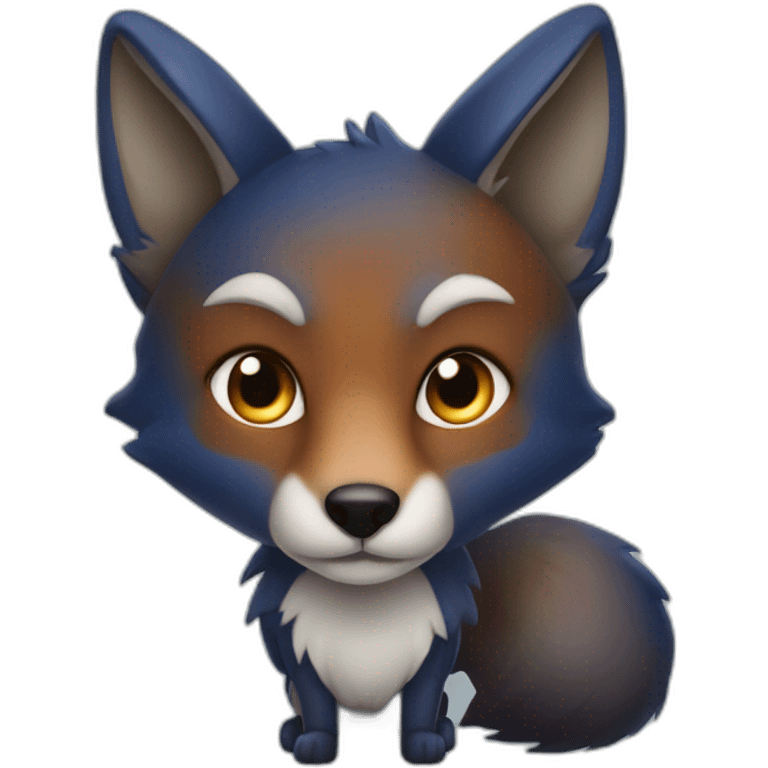 Dark blue fox with shining eyes emoji