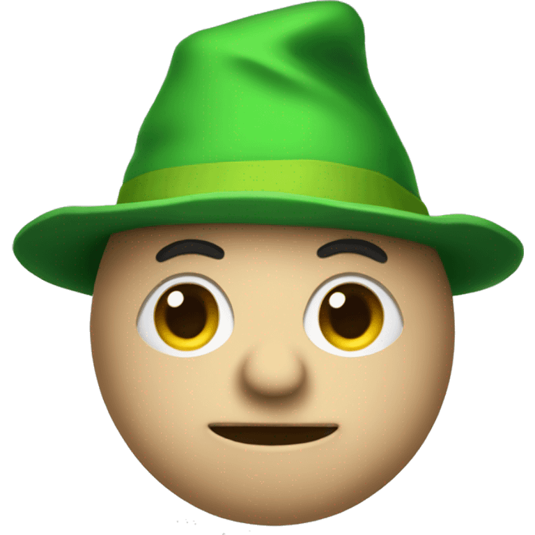 Puppet with a green pointy hat and chubby cheeks emoji