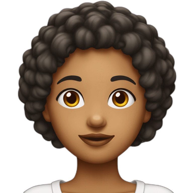 Fille cheveux bouclés noirs et foncé de peau emoji