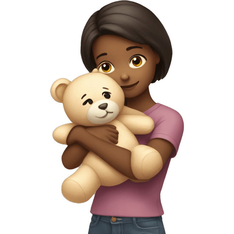 girl hugging a teddy bear emoji