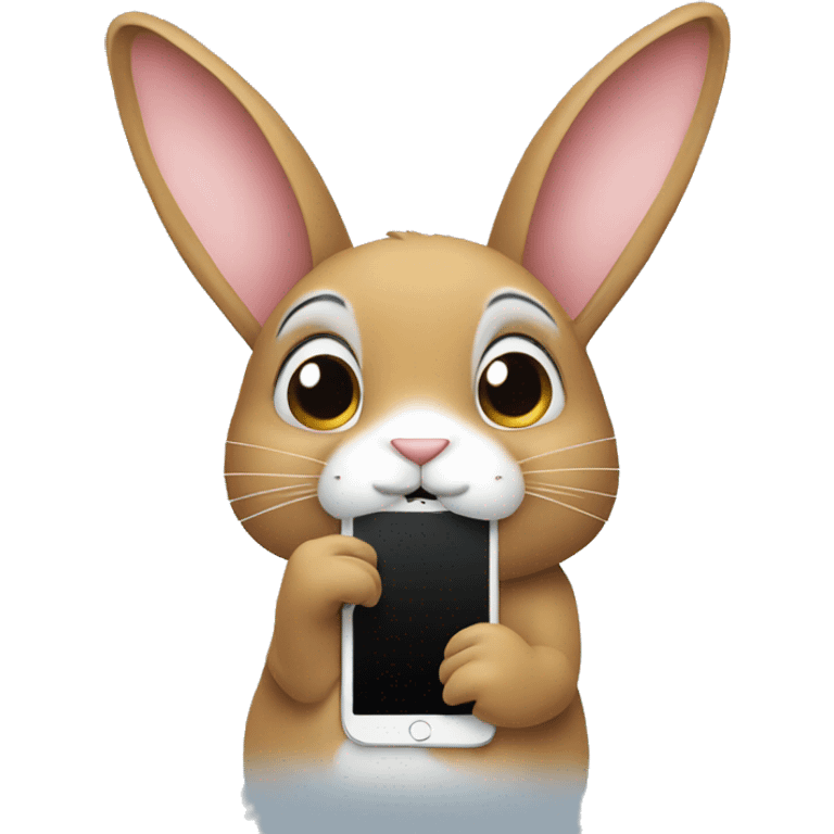 Rabbit with a iphone  emoji