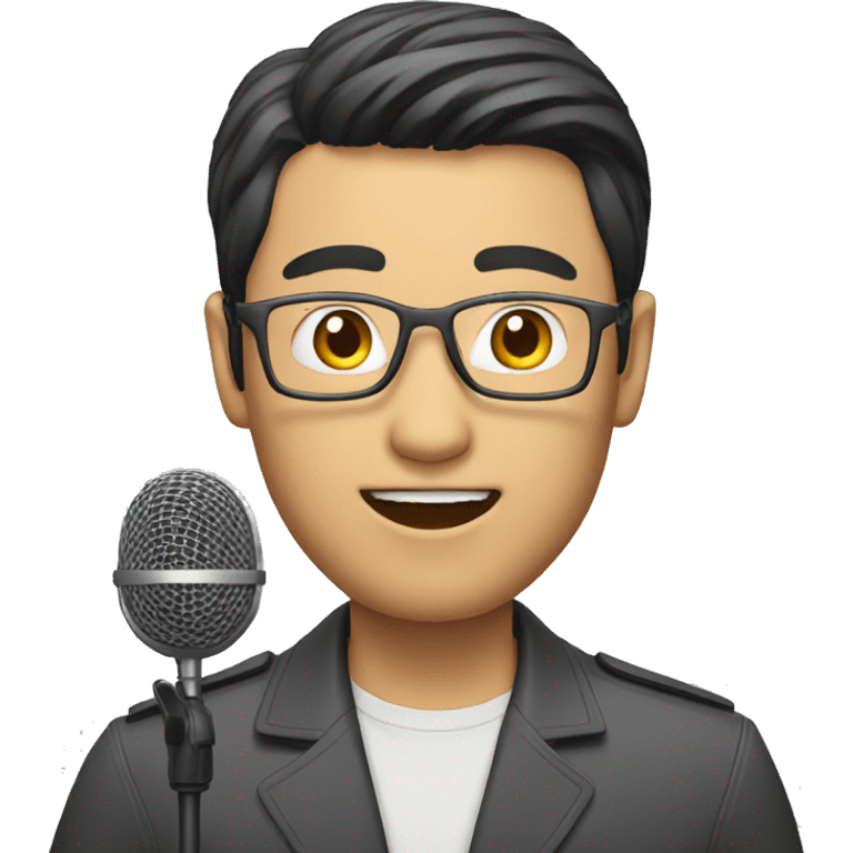 asian man  reporter with microphone emoji