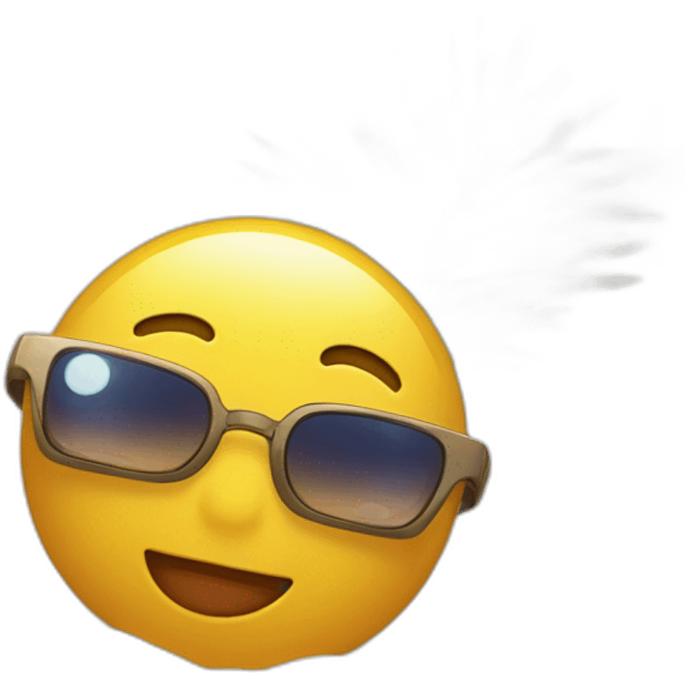 amongus con anteojos de sol tomando sol en la playa emoji