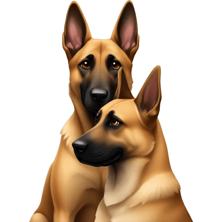 malinois with german shepherd dog hugging emoji