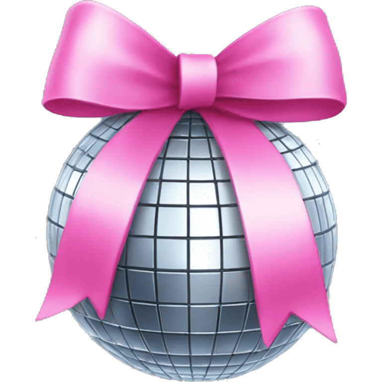 Disco ball with pink bow on top emoji