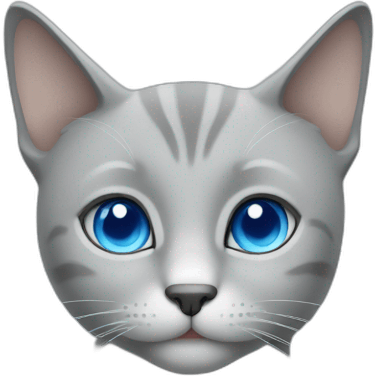 Grey cat with blue eyes emoji