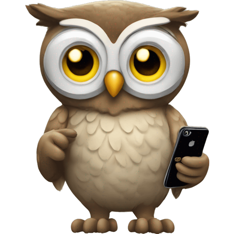 owl playing with the phone emoji