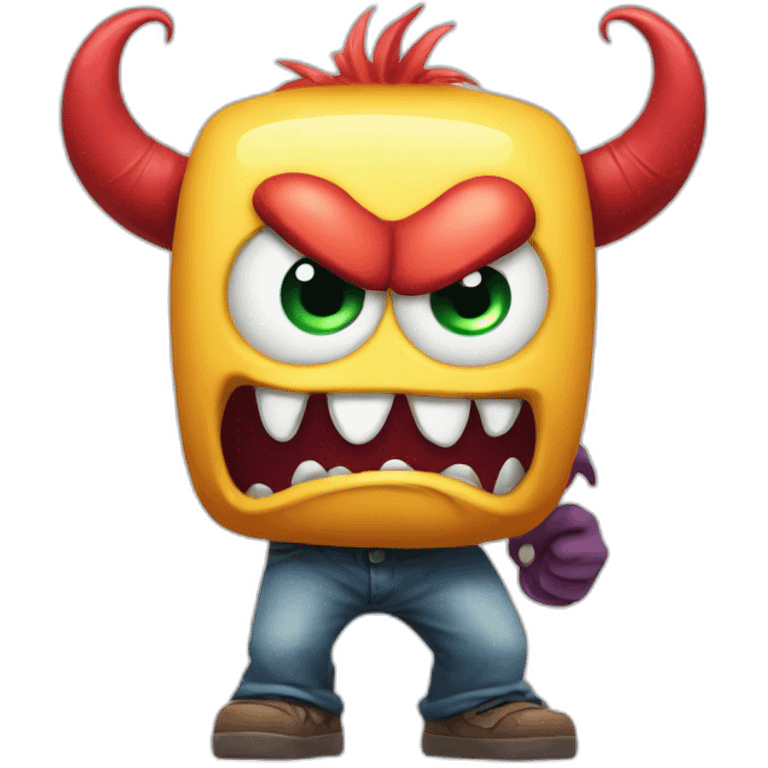 monster cartoon very angry while play video games emoji