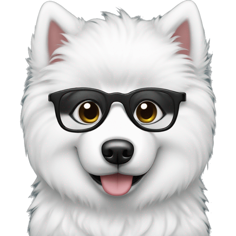 Baby Samoyed wearing black glasses emoji