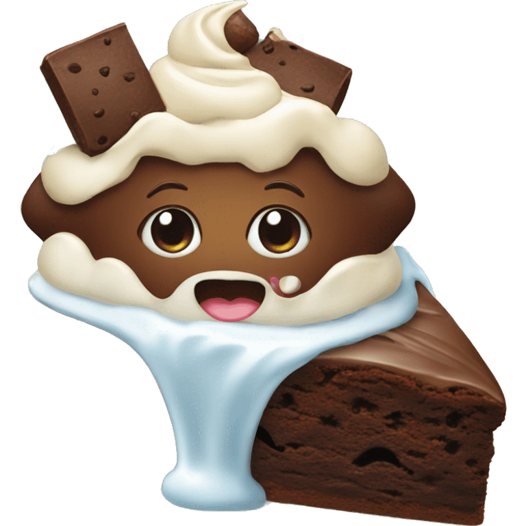 Brownie with ice cream emoji