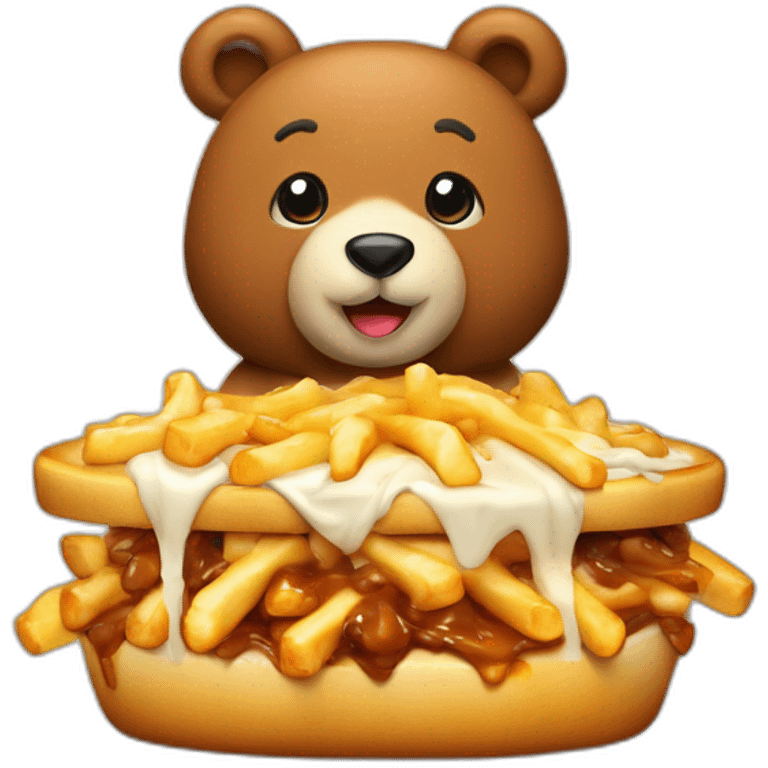 Poutine qui fait un câlin à un ours emoji