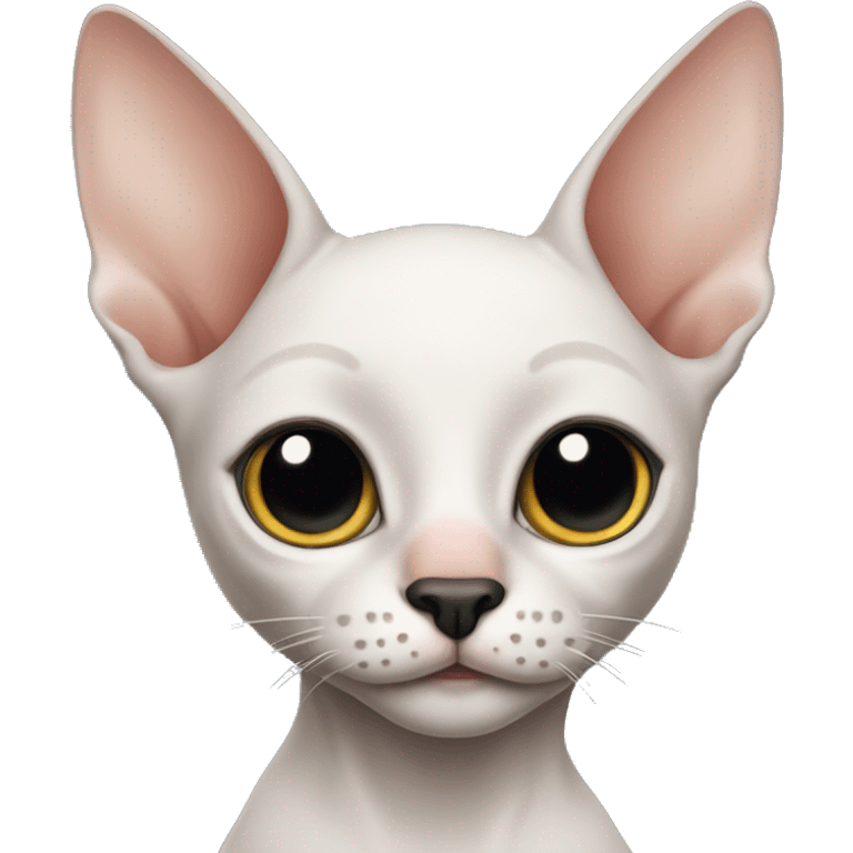 hairless cat with black ears and nose emoji