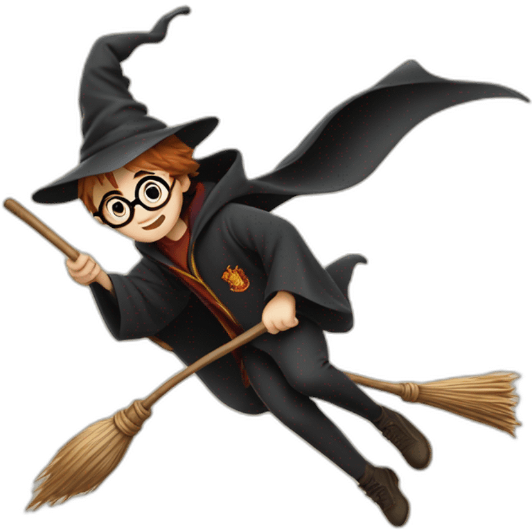 Harry Potter flying on broom emoji