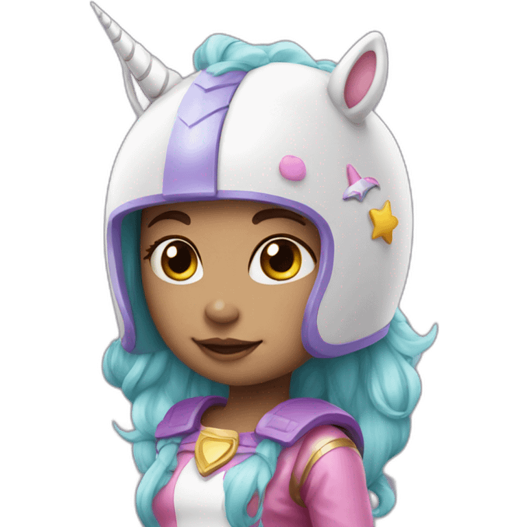 Small cute girl in unicorn helmet emoji