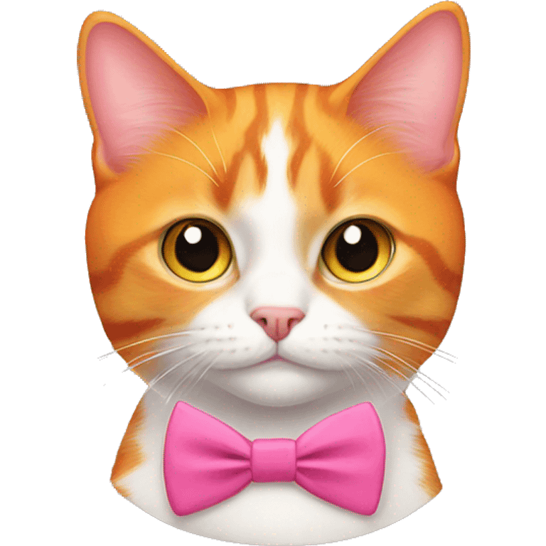 Orange cat wearing a pink bowtie emoji