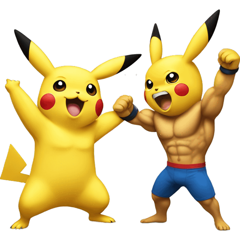 Pikachu cheering a bodybuilder in training  emoji