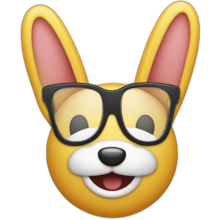 Itello avec Des dents de lapins, un appareil dentaire et des lunettes qui lève le doigt emoji