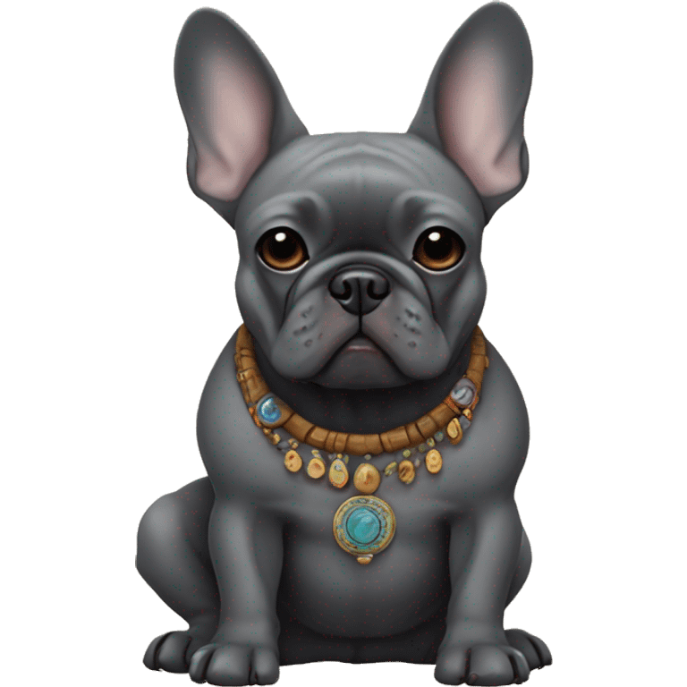 dark gray french bulldog shamanism emoji