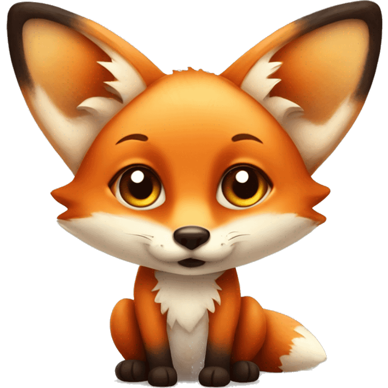 Cute little adorable fox with a butterfly on his nose emoji