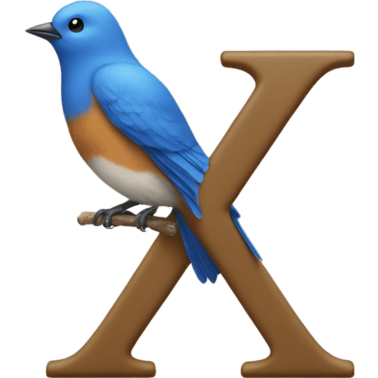 blue bird sitting on letter x (proportional)calm-(realistic) emoji