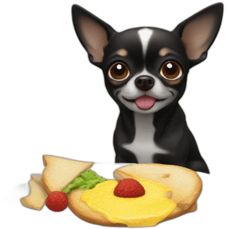 chihuahua negro desayunando emoji