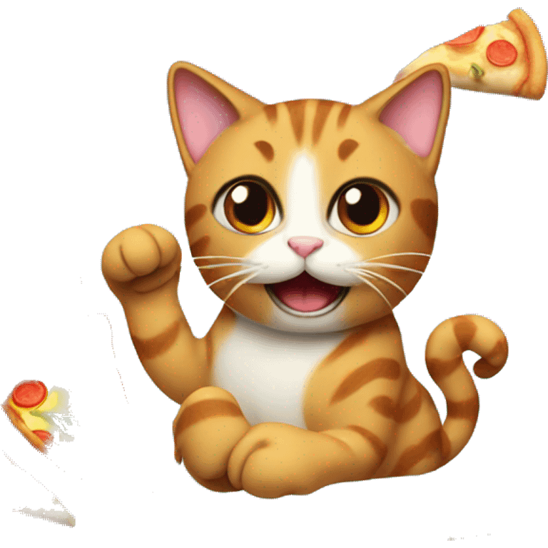 cat with a slice of pizza emoji