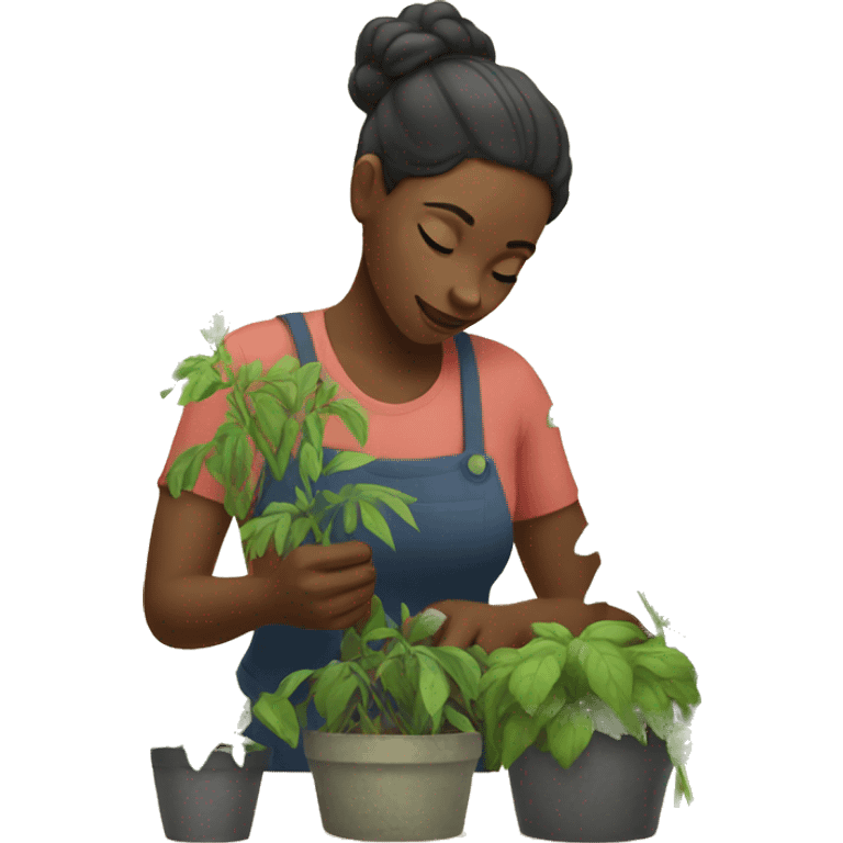 Black woman picking plants emoji